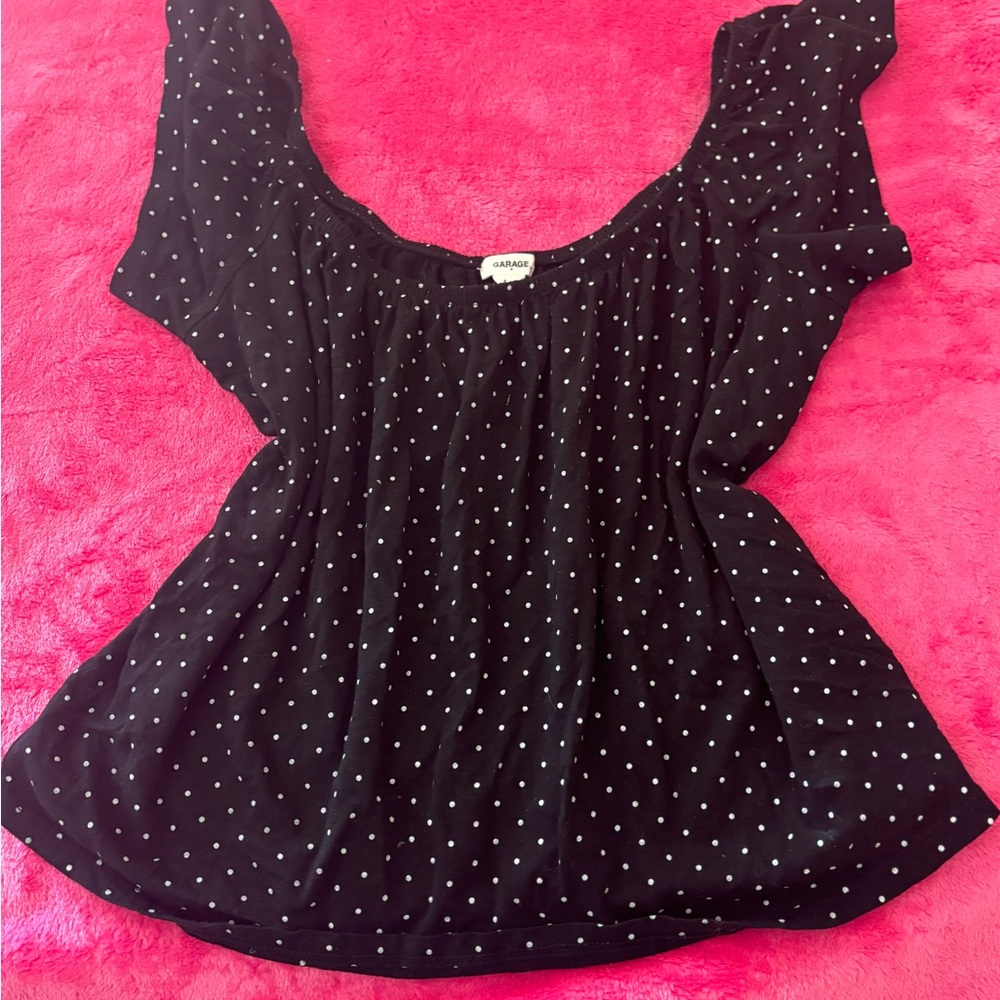 Garage Black Polka Dot CropTop